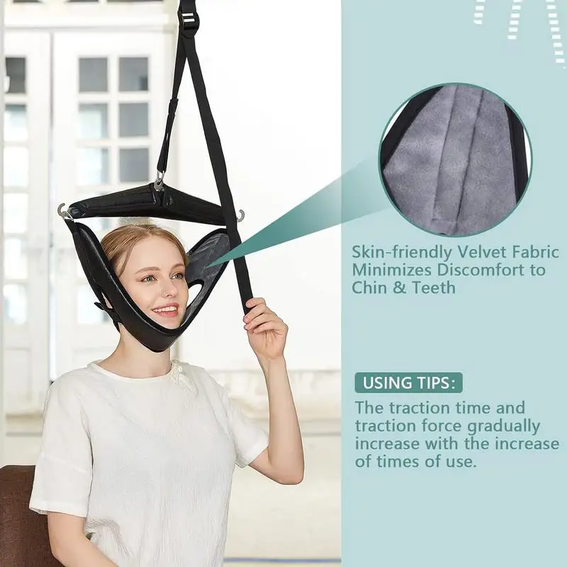 Cervical Neck Traction Hanging Device Soft Neck Stretching Belt Pain Relief Medical Neck Orthosis Adjustable Traction Frame