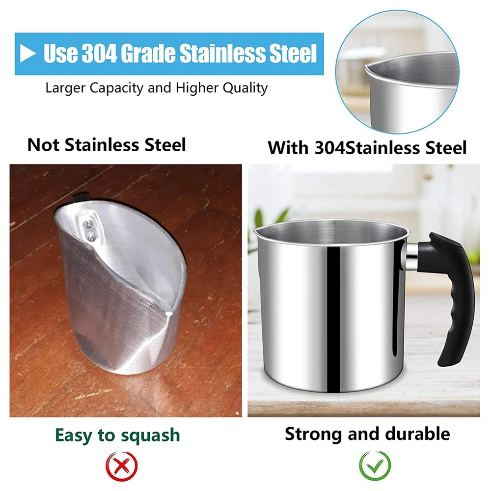 Candle Making Pouring Pot 44 Oz Double Boiler Wax Melting Pot Candle Making Pitcher Heat-Resistant Handle