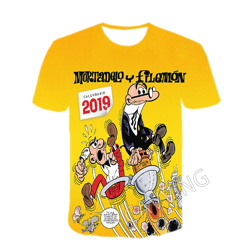 Stylish 3D Print Mortadelo y Filemón Graphic Casual T-Shirts - Unisex Harajuku Hip Hop Tops