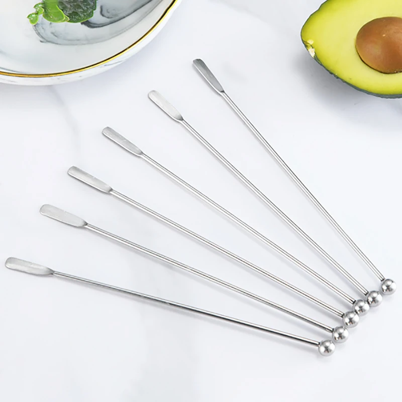 5Pcs 19cm Silver Fruit Sticks 304 Stainless Steel Juice Drink Stirring Mixing Sticks Cocktail Bar Swizzle Bar Accessories