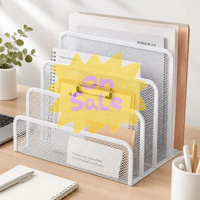 ♮Black Metal Mesh 3 Tier Desk Organizer File Paper Tray Notebook Holder for Home Office Remote Workers