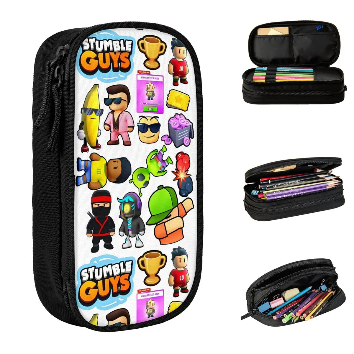 Cute Stumbles Guys Pencil Cases Fashion Pen Bag for Student Big Capacity Office Cosmetic Pencil Pouch