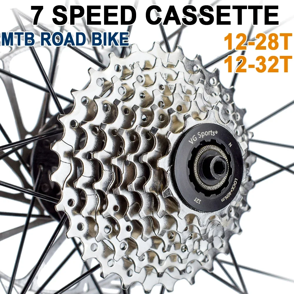 Bicycle Cassette Bicycle Sprocket Gear Bicycle Parts Bike Sprocket Bike Freewheel Bike Rear Hub 7 Speed Cassette 7S Flywheels Sprocket MTB Mountain Road Bicycle 12-28T 12-32T Cassette Flywheel