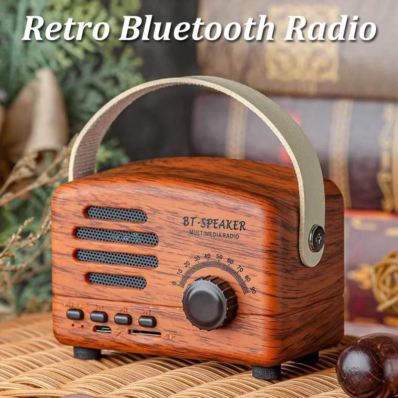 Retro Mini Radio Fm Ricevitore Fm Classico Altoparlante Bluetooth Vintage Subwoofer Per Bassi Pesanti Lettore Tf Radio Ricaricabili Per Regalo