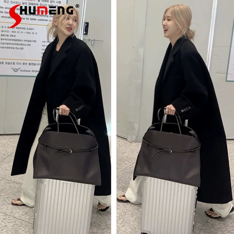 

Модные элегантные черные высококачественные шерстяные пальто средней длины, женские свободные удобные пальто в стиле High Street с длинным рукавом и воротником