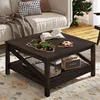 2-Tier Square Coffee Tables with Storage,Coffee Table for Living Room,Center Table Coffee for Home,Wood Living Room 1