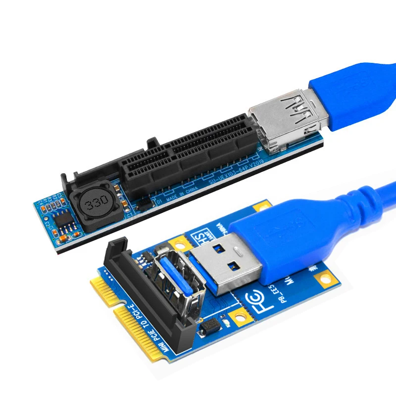 미니 PCIE-PCI-E X4 슬롯 라이저 카드 포트 어댑터, 60CM USB3.0 연장 케이블이있는 PC 그래픽 카드 커넥터 PCI Express 라이저