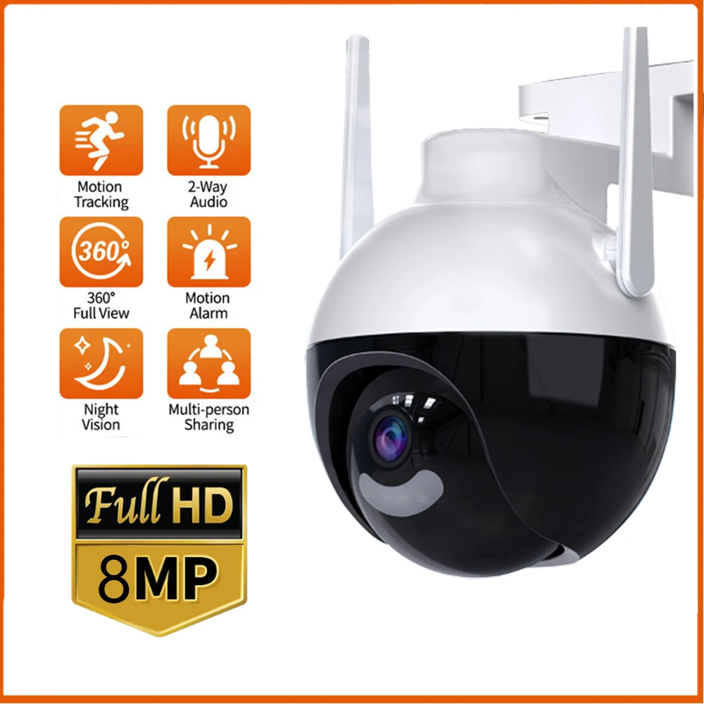 Caméra De Surveillance Extérieure 4K Sans Fil - Vision Nocturne, Wifi, PTZ, Neuve