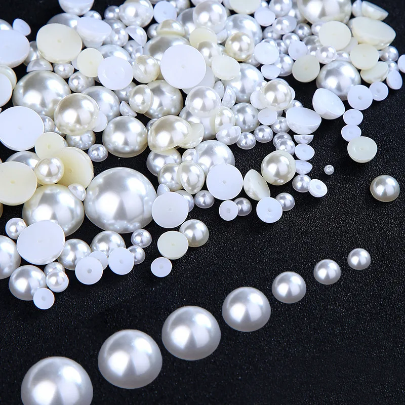 Acrylic beads 3mm-20mm half round pearls for jewelry making craft clothing accessories phone stickers nail art diamonds
