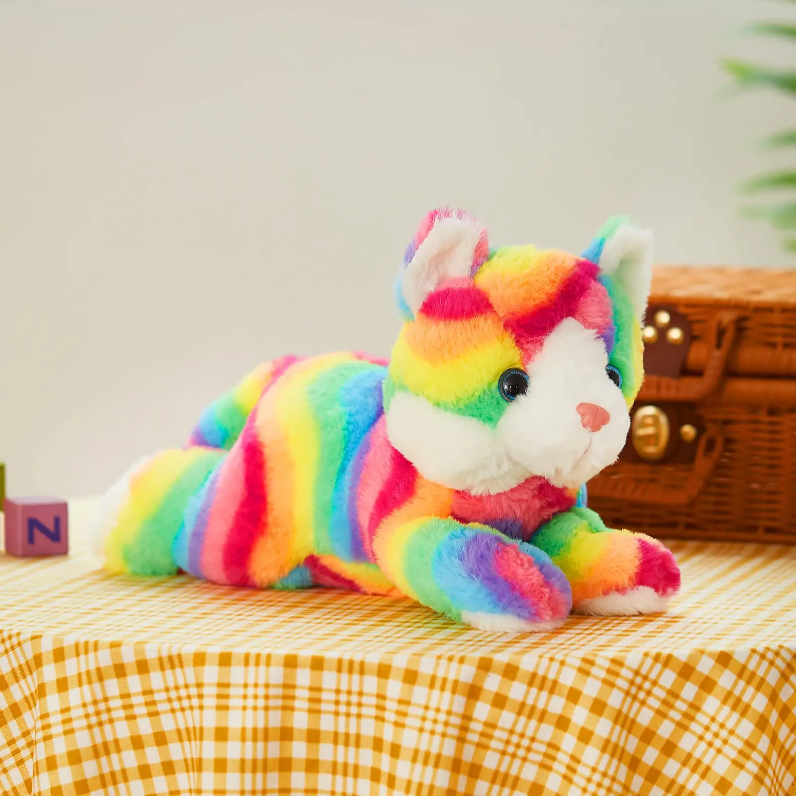 33cm Rainbow Cat Plush Toys with LED Light Luminous Musical Monkey Dog Dolls Stuffed Toy Animals Gifts for Girls Kids plush toy