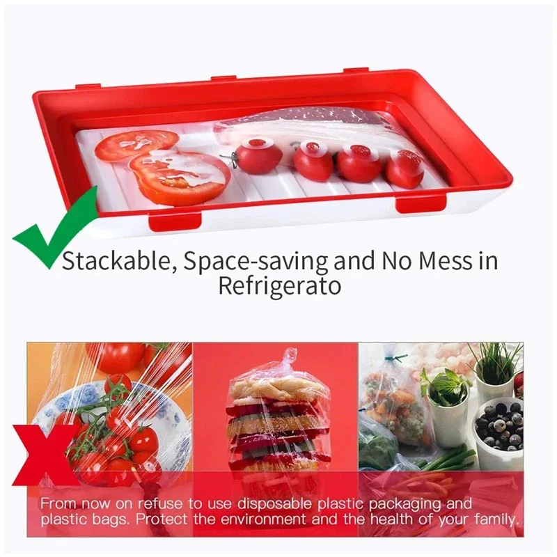 Food Preservation Tray Seafood Beef Ham Fresh Keeping Fresh Spacer Reusable Container Refrigerator Organizer Kitchen Tool 3