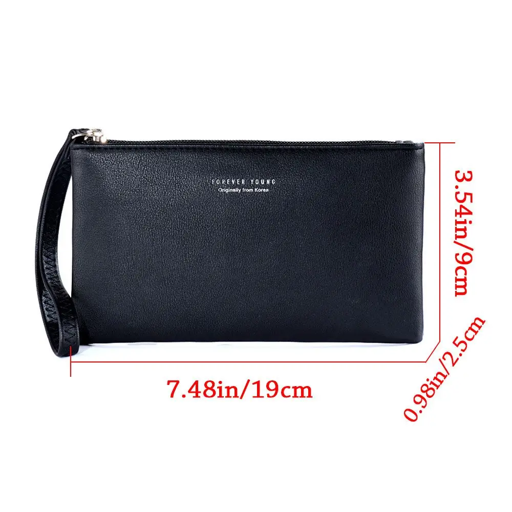 Women Zip PU Leather Pouches Coin Bag Wallet Long Purse