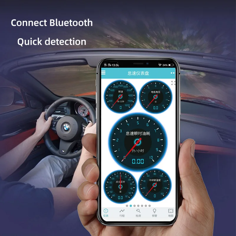 1 PC Automobile Fault Diagnosis Instrument OBD2 Detection Tool Reading Card Bluetooth Engine Tester Elm327 6