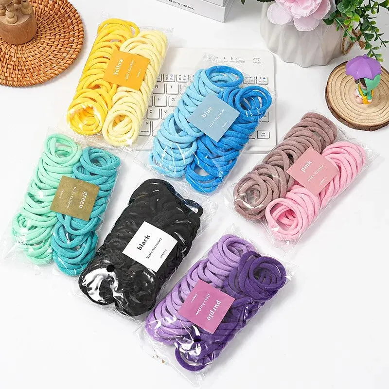 Dual Color Four Season High Elastic Seamless Hair Rope 50 Piece Set Simple and Durable Fashionable Leather Band Soft Knitt
