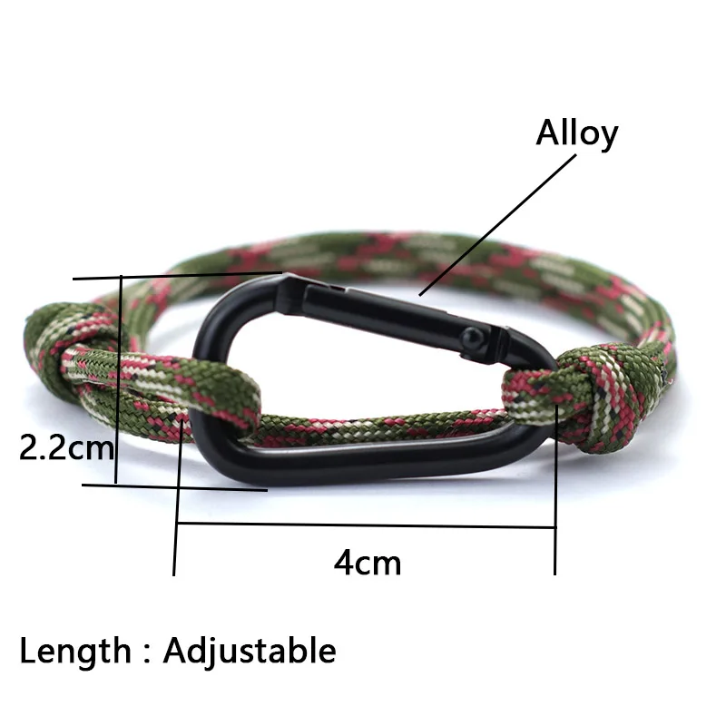 Handmade Paracord Bracelet for Men with Black Carabiner