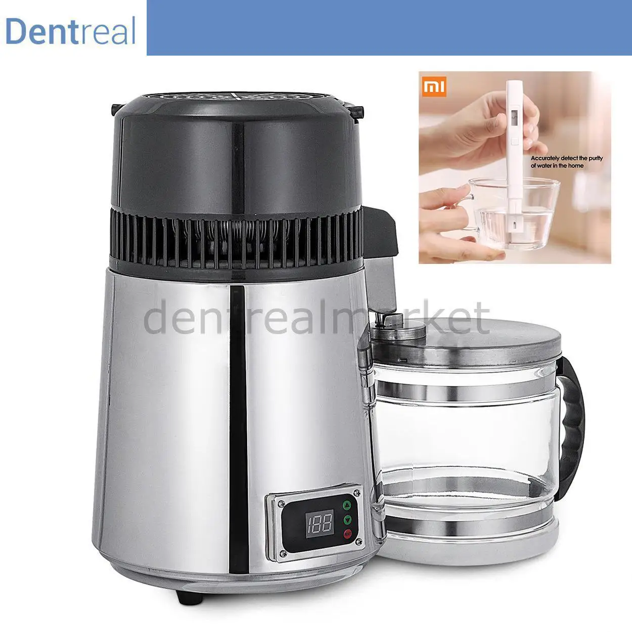 

Dentreal - Water Distiller Machine with Thermostat & MI TDS Meter - Use Pure Water Distiller 4L Distilled Water Purifier Stainle