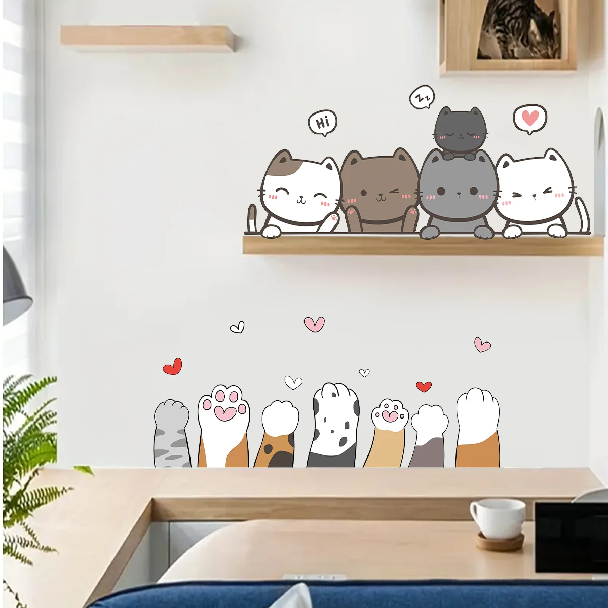 Cartoon Cute Cat Claw Kids Room Door Wall Decals Bedroom Decoration Baby Nursery Home Decor Background 1Pc wall stickers luminous wall stickers vinyl decal stickers children room decoration