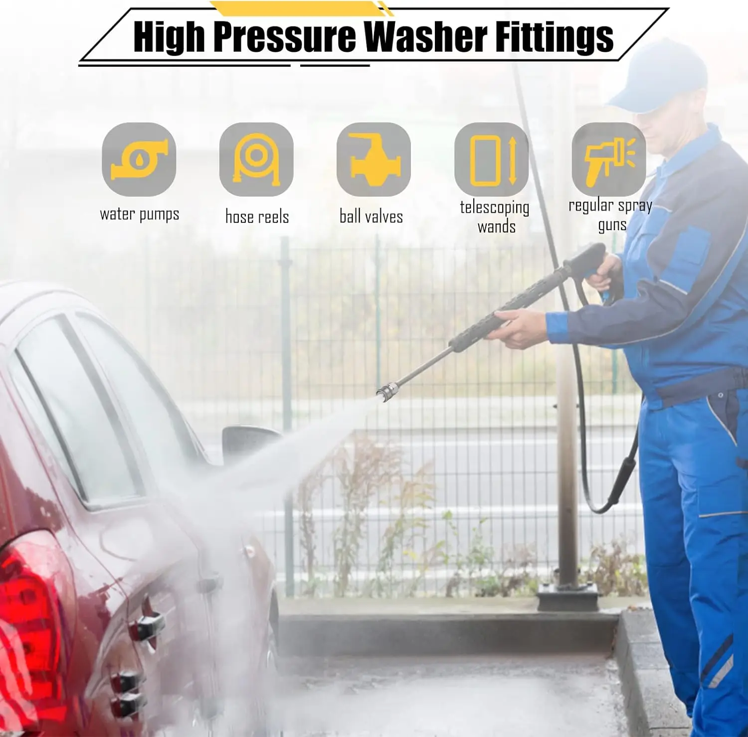 3/8 Inch Stainless Steel Quick Connector Pressure Washer Coupler Quick Connect Male and Female Quick Connector Thread  Fittings 6