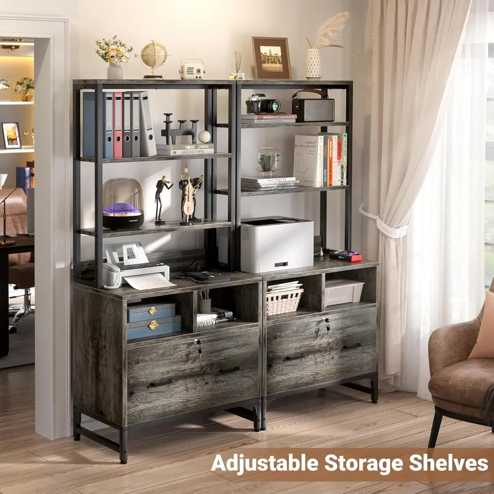 file cabinet with charging station, vertical filing cabinet with lock & large drawer, printer stand with storage shelves, offic