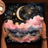 Sun Moon Starry Sky Tarot Tablecloth Altar Cloth Pink Cloud Divination Cloth Witchcraft Astrology Oracle Card Pad Home Decor 4