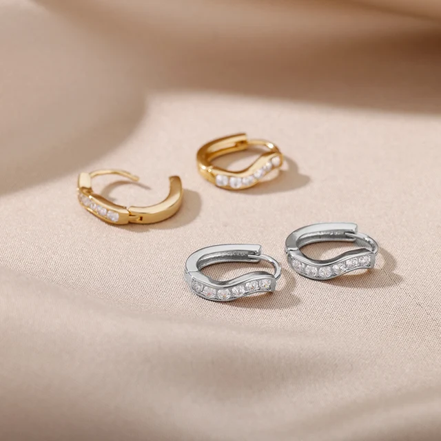 Aesthetic Stainless Steel Hoop Earrings For Women Gold Minimalist Heart Snake Flower Zircon Earring Korean Fashion Jewelry 2022 E2301G-2