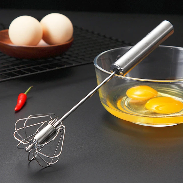 Semi-automatic Egg Beater 304 Stainless Steel Egg Whisk Manual Hand Mixer  Self Turning Egg Stirrer Kitchen Accessories Egg Tools - AliExpress