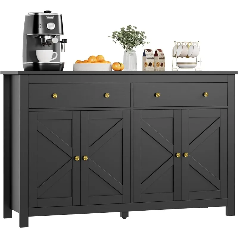 

Sideboard Buffet Cabinet with Storage, 55.1" Large Buffet Cabinet Kitchen Cabinet with 2 Drawers and 4 Doors, Farmhouse