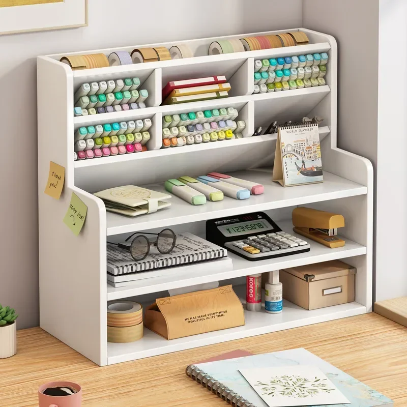 

HOOKI New Simple Pen Holder Bookshelf Desk Shelf Book Desktop Storage Student Dormitory Small Bookcase