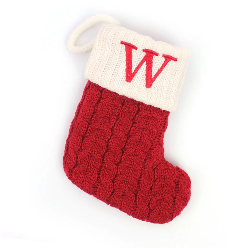 Festive Knitted Christmas Stocking with Snowflake & Letter Design