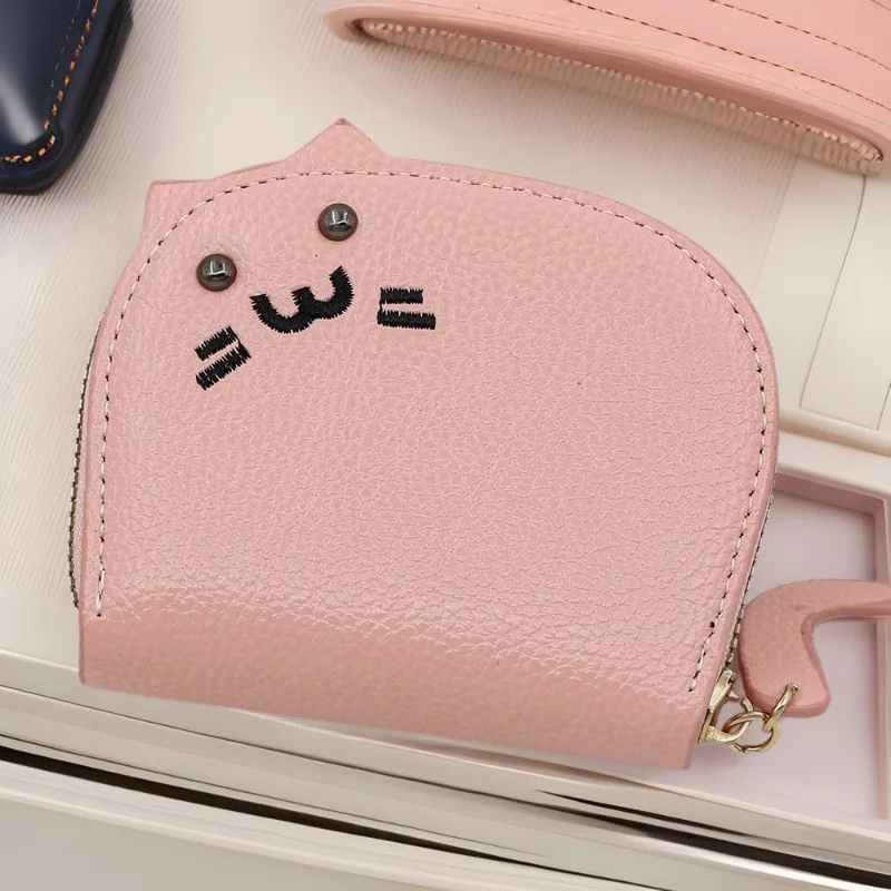 Women's Wallets New Cartoon Cat Compact Kawaii Cute Fashionable Trendy Small Card Bags Portable Large Capacity Coin Purses Girl - 2