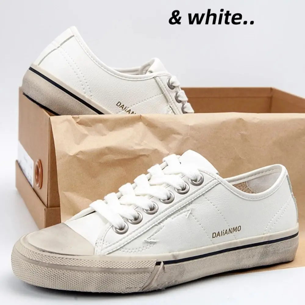 

Genuine Cowhide Leather Star Lace Up Flat Shoes 2023 INS Style Spray Paint Art Casual Shoes Round Toe Non-Slip Sole Women Shoes