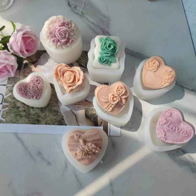 Valentine's Day Heart Silicone Mold Rose Flowers DIY Fondant Soap Making  Chocolate Mould Handmade Candle Polymer Clay Molds Tool - AliExpress