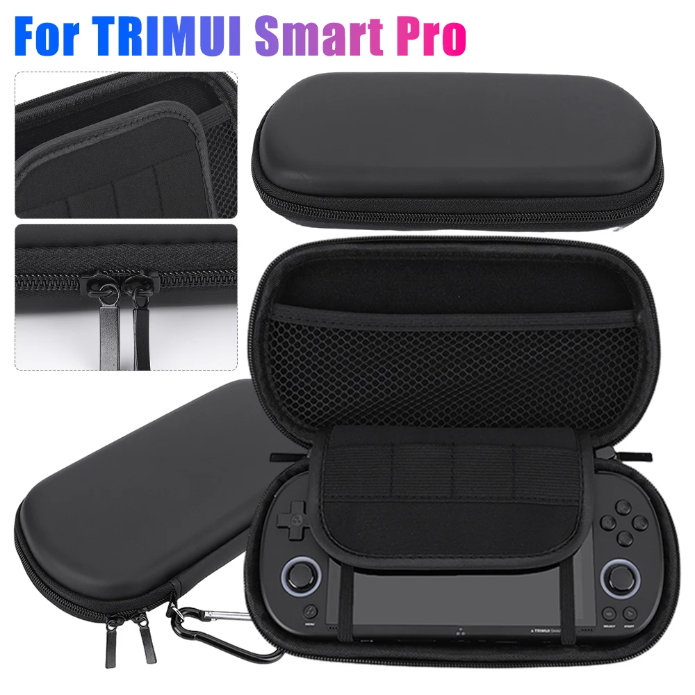 Hard EVA Carrying Case with Tempered Glass Film (Optional) Waterproof Travel Protective Case for Trimui Smart Pro Game Console