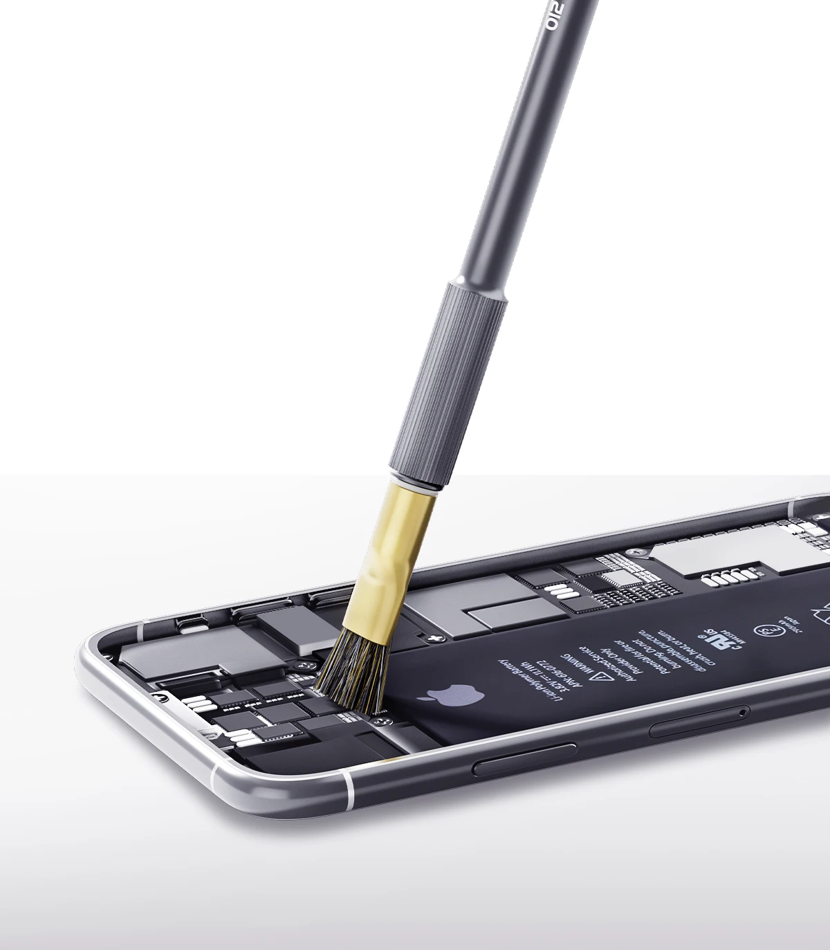 QIANLI 012 iHilt Steel/Fur Brush for Mobile Phone Motherboard IC Chip Cleaning Low Gravity Center Dust Glue Removal Brush