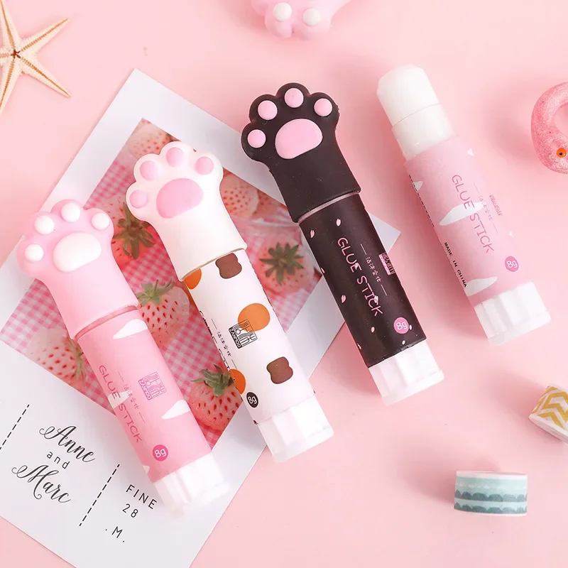 귀여운 고양이 발톱 솔리드 글루 스틱, 강력한 접착 펜 모양 글루 스틱, 학생용 고점도 귀여운 문구, 사무용품