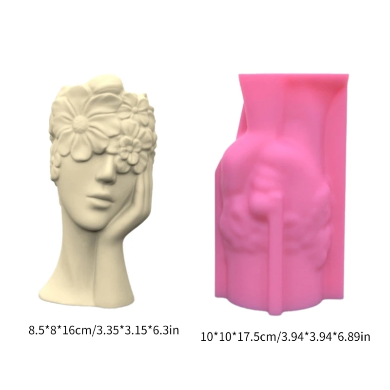 Contemplative Girl Flexible Ornament Molds Unique Flowerpot Mold for Resin