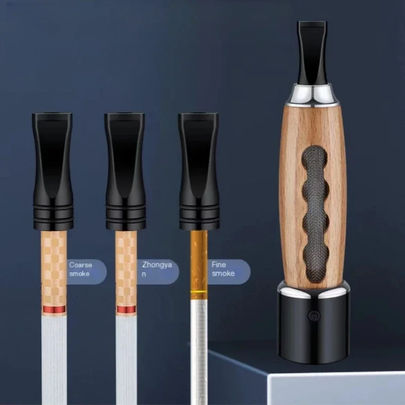 Charging Lighter Vintage Wood Grain Creative USB Tungsten Coil Lighter Car Portable Ash Collection Anti-dirty Cigarettes Filter Charging lighter