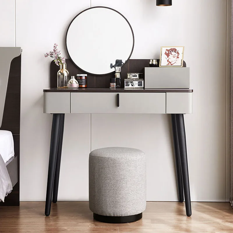 

Mobile Makeup Dressing Table Luxury Mirror Toilet Tabletop Mirror Vanity Dresser Lighted Comodas Con Cajones Salon Furniture