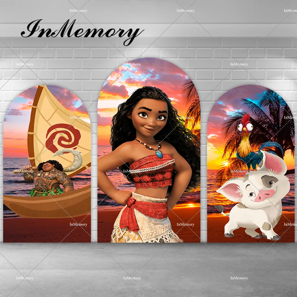 

Sunset Beach Moana Arch Covers Photography Backdrop Kids Birthday Party Baby Shower Photo Background Doubleside Photo Booth Prop