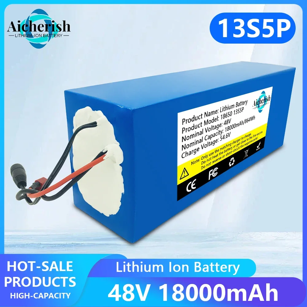 

New 18650 13S5P 48V 18000mAh Rechargeable Li-ion Battery Pack,for Electric Scooter Bicycle Replacement Battery With BMS