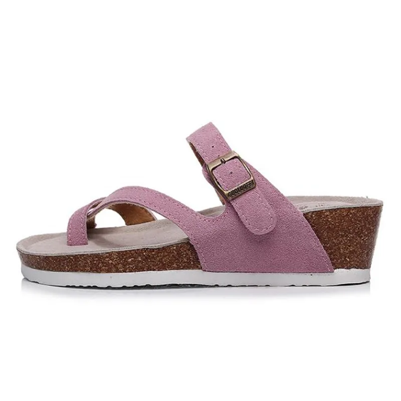 2023 New Summer Women Wedge Beach Slipper Shoe Casual Cork Med Heel Outdoor Clogs Flip Flops Footwear 4