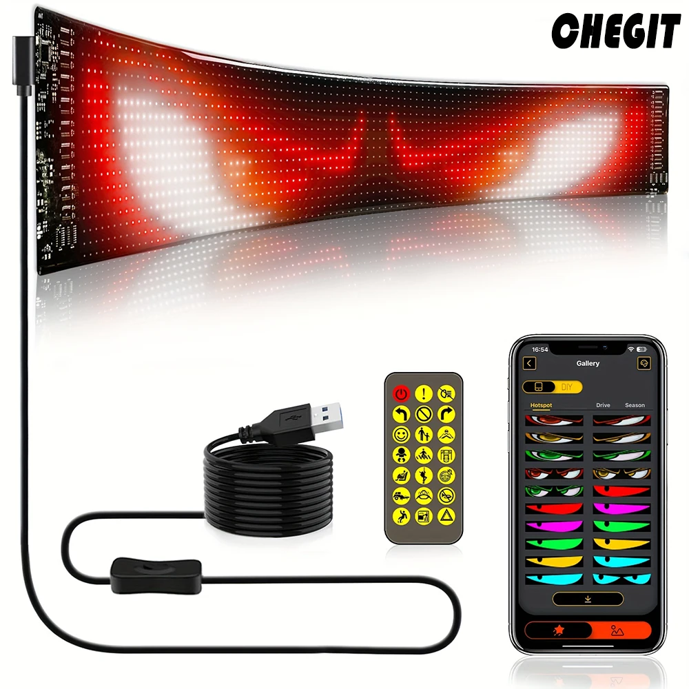 LED Matrix Pixel Panel Licht Bluetooth App 5V USB Steuerung Scrollen Werbung LED Auto Zeichen Animation Programmierbar für Auto Sho