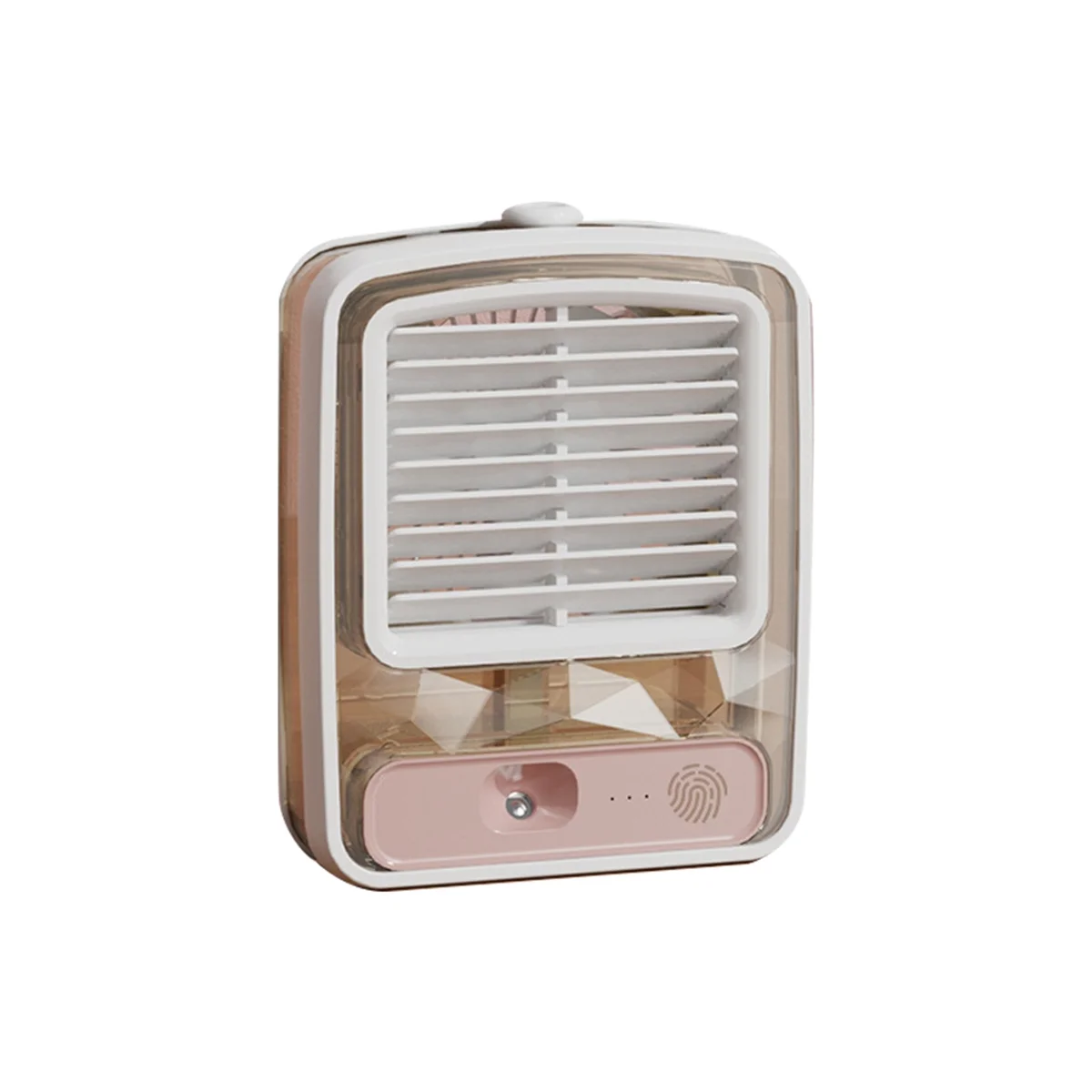 

Small Desk Fan with Mist Spray,LED Night Light,USB Rechargeable Water Misting Fan, Portable Desktop Table Cooling Fan B