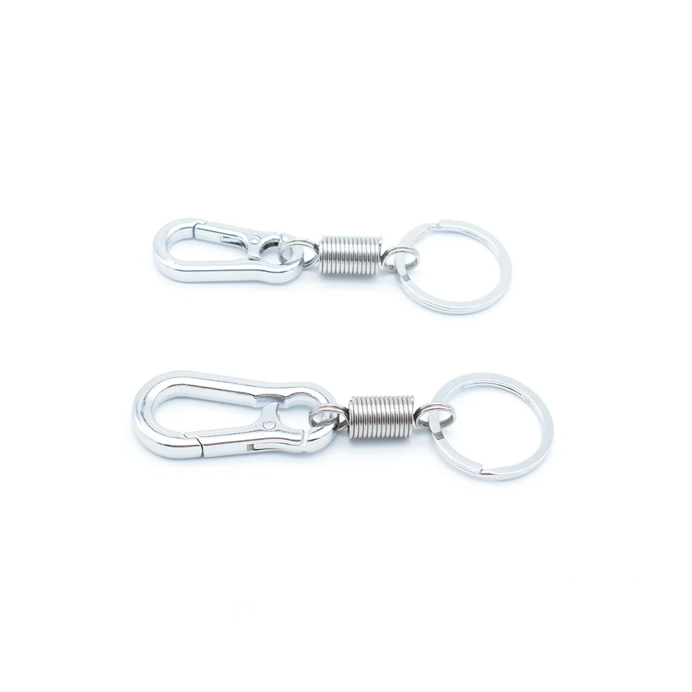 Stainless Steel Spring Buckle Carabiner Retractable Keychain Waist Belt Clip