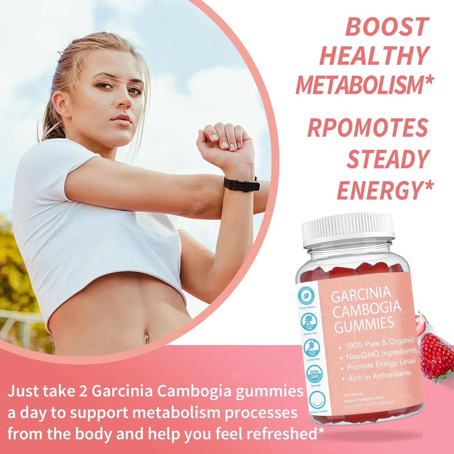 

1 bottle Strawberry-flavored Garcinia fudge can control appetite, burn fat, reduce fat and control weight through metabolism