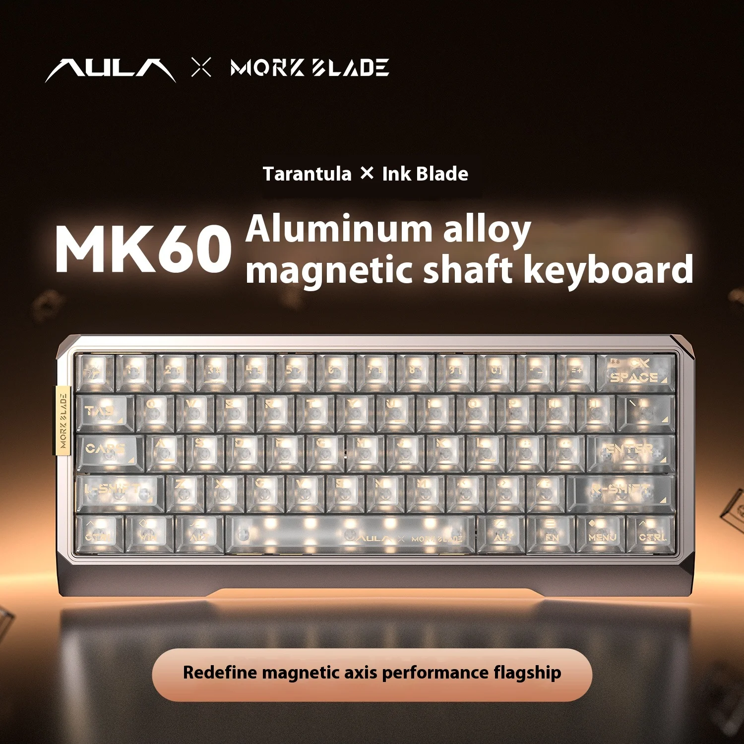 AULA×Morkblade MK60 墨刃MK60 Aula X Mork Blade Mk60 Gaming Keyboard Magnetic Switch Gold