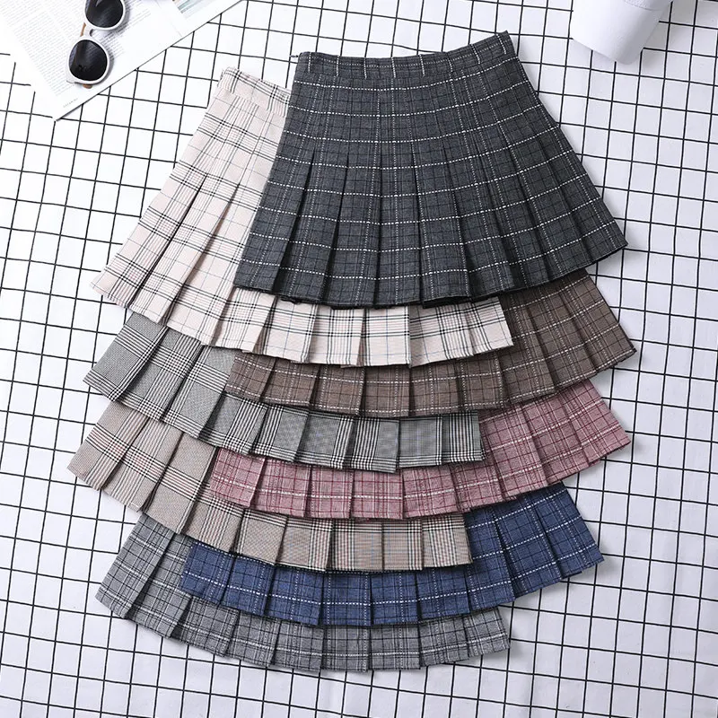 

Summer Skirt For Women 2024 Korean Style Clothes Preppy Girls Chic And Elegant Aesthetic Female A Line Mini Plaid Pleated Skirt