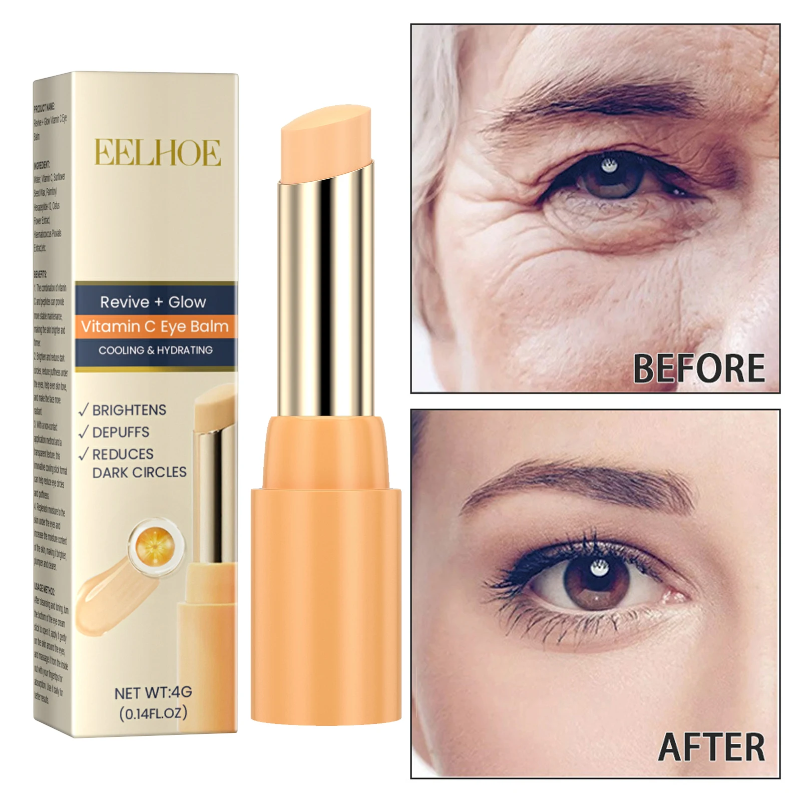 

Vitamin C Eye Cream Eye Lifting Eye Bag Removal Wrinkle Removal Dark Circle Moisturizing Whitening Bright Anti Dark Circles Care