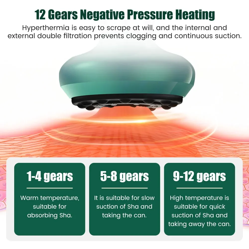 12 Levels Electric Cupping Massager Vacuum Suction Cup GuaSha  Anti Cellulite Scraping Heating Body Slimming Massage Therapy 3
