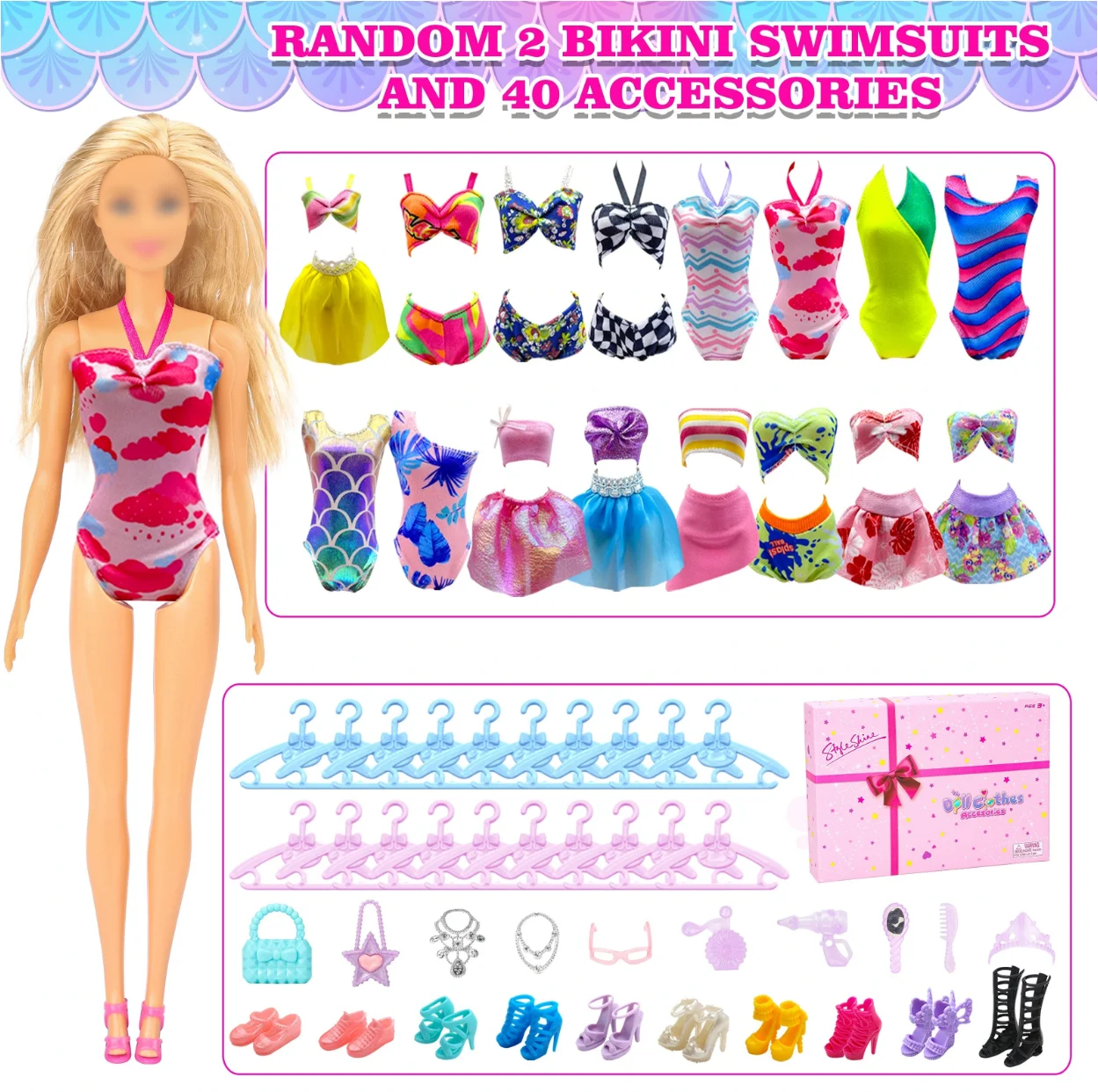 Random 60 PCS Gorgeous Doll Clothes and Accessories for 11.5 Inch fashion Doll -doll House Accessories- A Perfect Gift for Girls 6